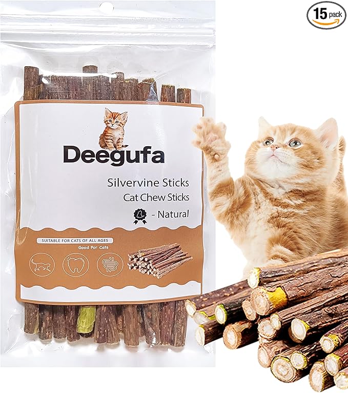 [ 15pcs Silvervine Sticks for Cats, Matatabi Cat Chew Sticks, Catnip Toys, Wooden Dental Sticks for Indoor Cats, Kitty, Kitten Teething Interactive Wand Toys