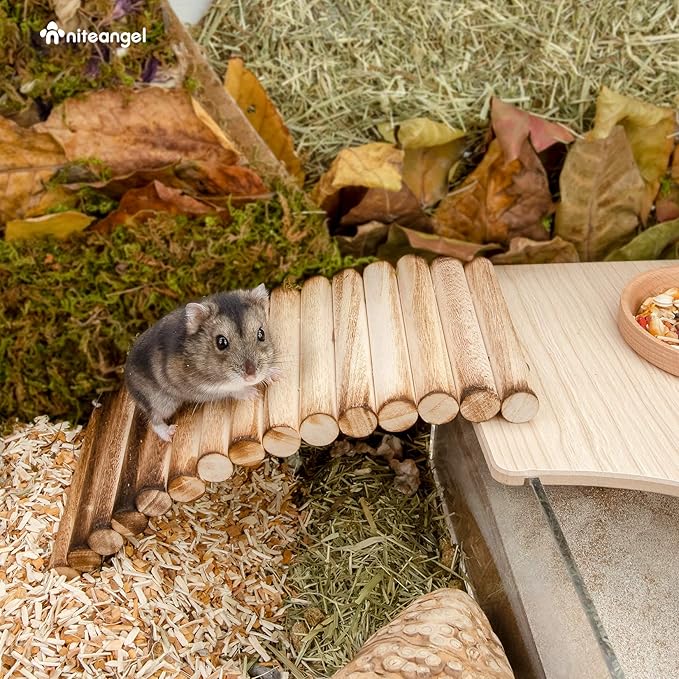 Niteangel Small Animal Climbing Toys - Suspension Bridge Ladder for Hamsters Gerbils Mice Rats Guinea Pigs or Other Small Pets (7.8'' x 3.9'')