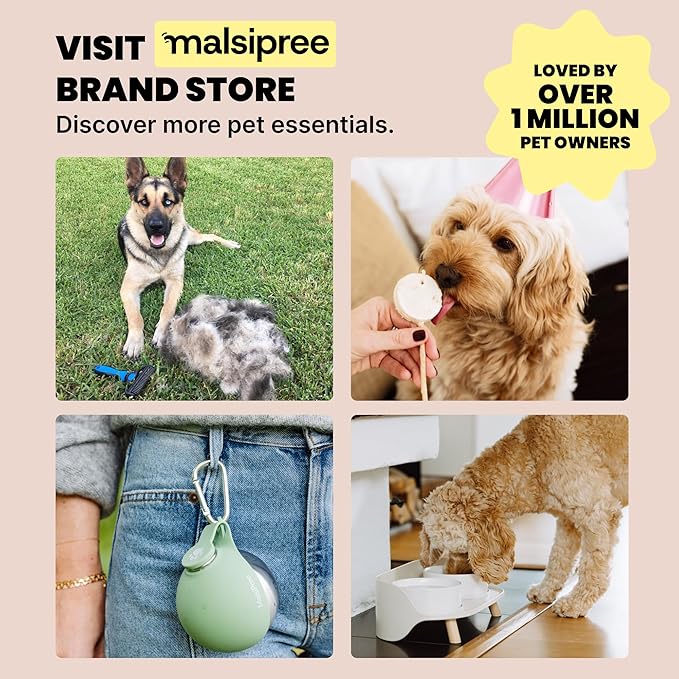 MalsiPree Dog Water Bottle Dispenser - 12 oz Blue - Leak-Proof Lock & One-Hand Operation - Dog Water Bowl Dispenser - Pet Travel Bottle with Built-in Bowl for Trail Hiking, Park Visit & Beach Days