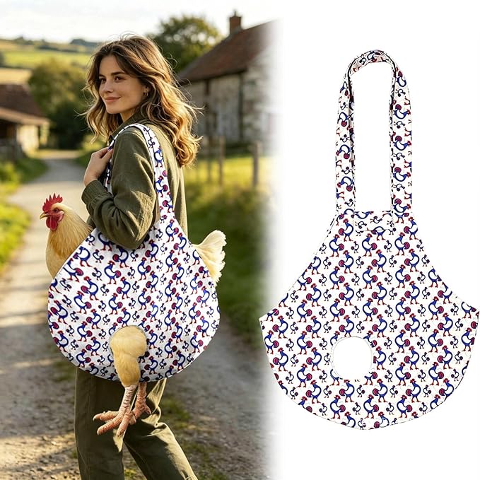 Chicken Carrier Sling Holder Bag with Handle, Driving Poultry Carriers Handbag for Farm Owners and Pet Lover Chicken Holder Poultry Travel (White#B)