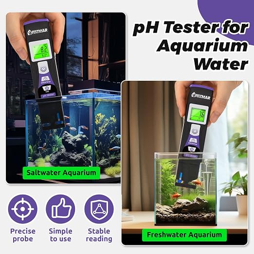 Water pH Meter Digital pH Tester with pH Test Strips Color Display | Measure pH Value of Swimming Pool Aquarium Hydroponics Drinking Water Spa Hot Tub Kombucha Home Brew