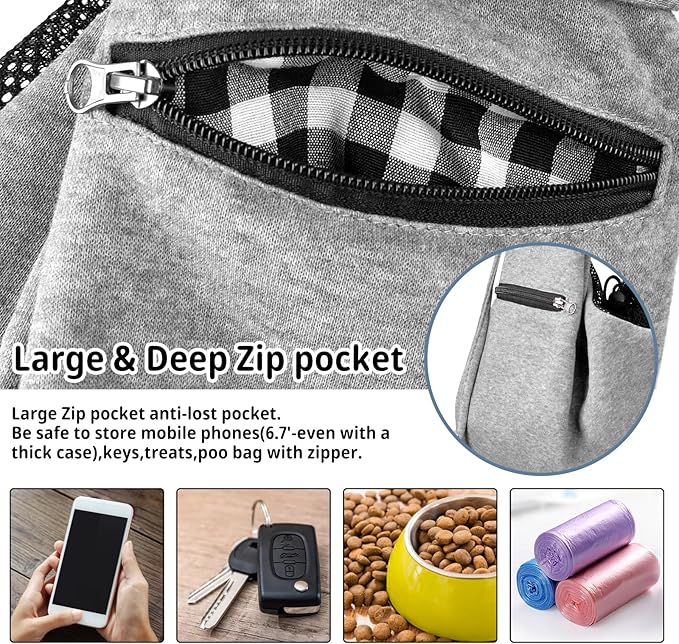 CUBY Dog and Cat Sling Carrier - Small Dog Carrier Sling with Adjust Strap & Zip Pocket, Hands Free Soft Dog Slings for Small Dogs Cats Puppy Pets Outdoor Travel Safety Purse Bag