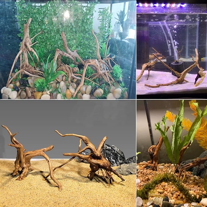 Tfwadmx Aquarium Driftwood Natural Wood 4''-7'' Reptile Branch Fish Tank Tree Plant Stump Ornament Decor 4 PCS