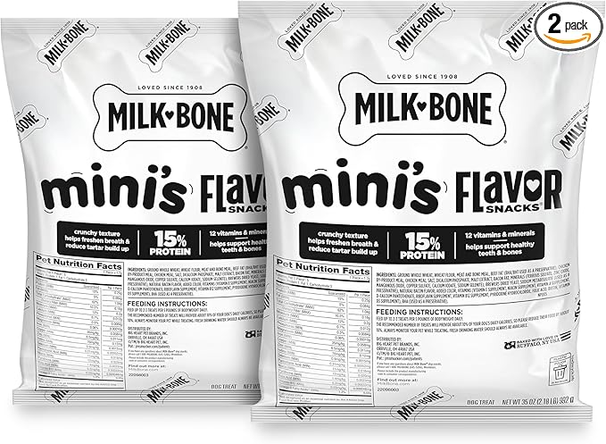Milk-Bone Mini's Flavor Snacks Dog Treats, 35 Ounce Refill Packs (Pack of 2)