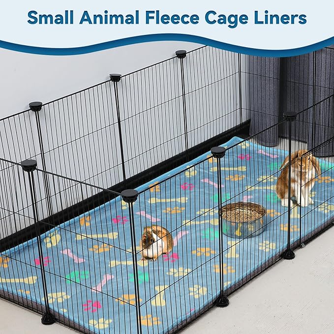 YUEPET 3 Pack Waterproof Guinea Pig Blankets Washable Small Animal Fleece Cage Liners Soft Pet Mat Guinea Pigs Fleece Bedding for Hamster Rabbit Chinchilla Ferret Guinea Pig 48"×24"