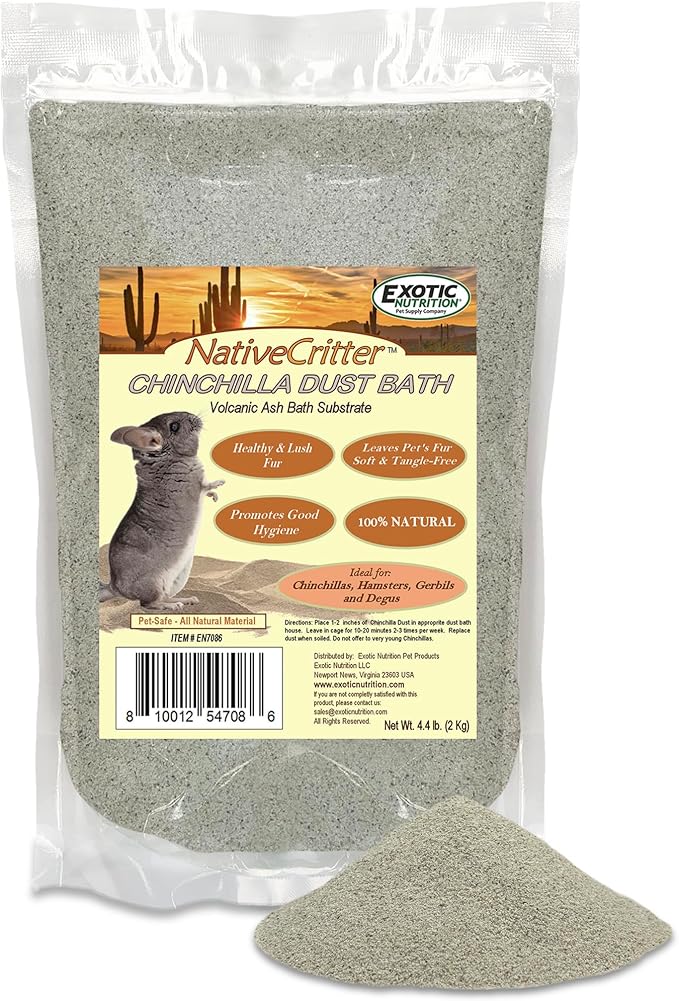 Exotic Nutrition Chinchilla Dust - Natural & Unique Dust Bath for Chinchillas, Gerbils, Hamsters, and Degus