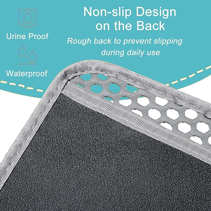 Litter Mat for Cat, Large 35"x25", Cat Litter Mat Litter Trapping Mat, Cat Mat for Litter Box, Dual Layer Waterproof Non-Slip （Grey）