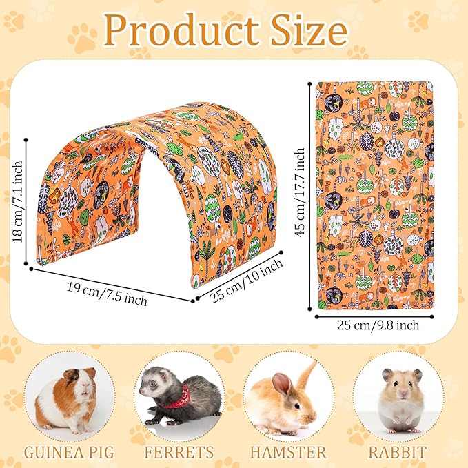 BreezeHug 4 Pcs Guinea Pig Tunnel Foldable Rabbit Hideout Washable and Soft Bunny Hide House Ferret Tunnel Toys Cage Accessories for Small Animal Hamster Hedgehogs Chinchilla(Doodle Forest)