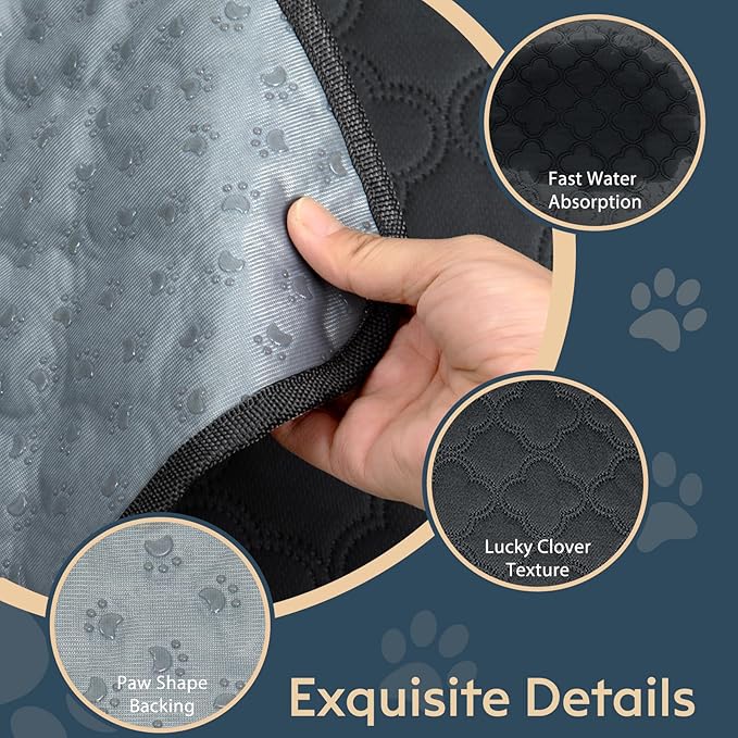 FunFurry Washable Guinea Pig Cage Liner - 4 Pack Reusable Washable Pee Pads，Waterproof Guinea Pig Bedding for Small Animal - Rabbit Bunny Hamster Puppy (Dark Grey, 24" X 47" - 4 Pack)