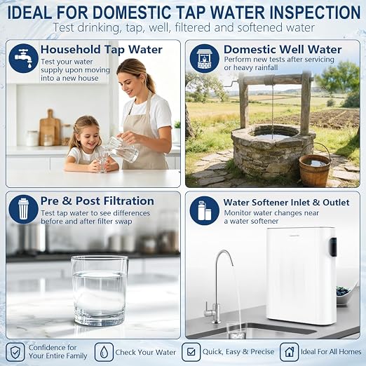 23 in 1 Water Test Kit for Drinking Water 158 Strips, Upgraded Home Water Testing Strips for Well & Tap Water, Detects Hardness, Chlorine, pH, Lead, Iron, Copper & More