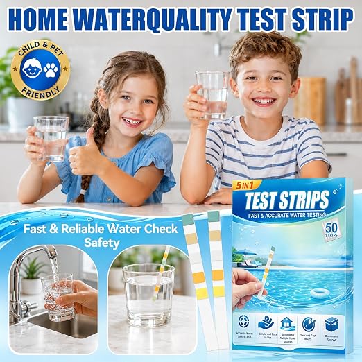 5 in 1 Pool Test Strips, for Water Pool & Hot Tub & Spa & Swimming Pools | Accurate Water Tester, Test for pH, Alkalinity, Free Chlorine,Total Chlorine &Hardness 50 Strips