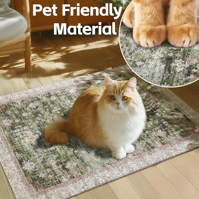 Cat Litter Mat Litter Trapping Mat, 24"x15" Waterproof Urine Proof Litter Box Mat Catcher Mat Non-Slip Washable for Kitty Kitten, Green