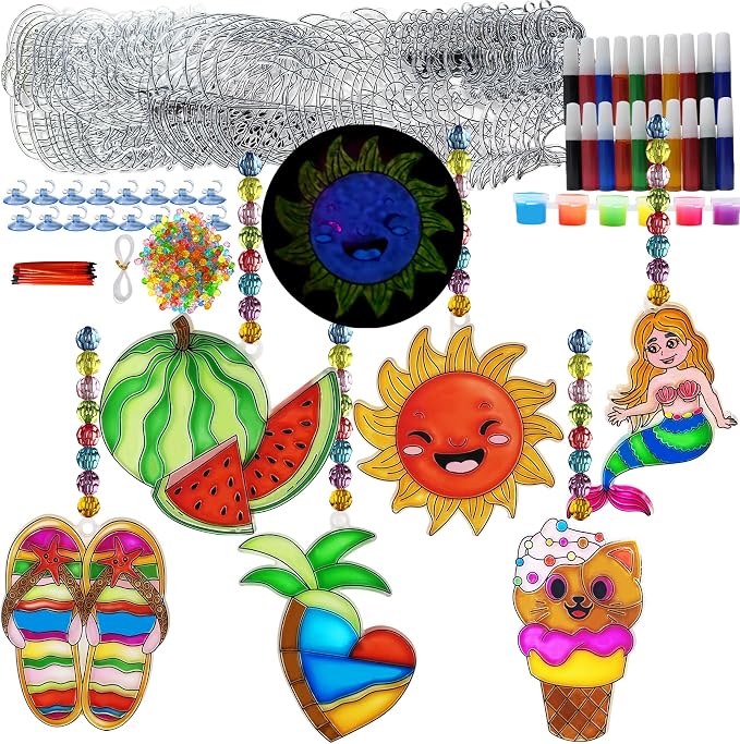 Ayhuhra 30 Set Summer Suncatcher Craft Kits, Glow in the Dark Crafts | Fun for summer parties, home decor, seasonal events, and creative gatherings, bringing a playful glow to your space