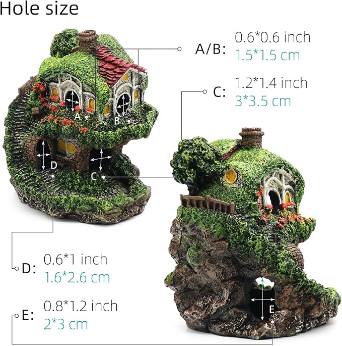 relaqcc Aquarium Decor Hideaway Cave, Betta Fish Tank House Accessories for Amphibians, Goldfish, Shrimp, Conch