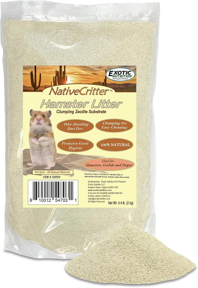 Hamster Litter 4.4 lb - Natural & Unique Bedding for Hamsters, Gerbils, and Degus
