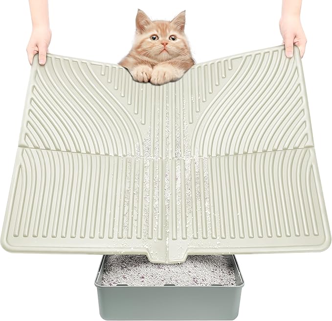 UPSKY Cat Litter Mat, Large Kitty Litter Trapping Mat Soft on Kitty Paws, Litter Box Mat Keep Floor Clean, 31" x 24" Waterproof and Washable Trapping Mats Catcher Pad for Scatter Control