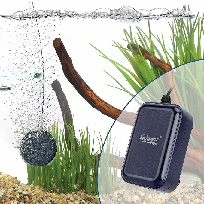 hygger Aquarium Air Pump,Adjustable Oxygen Pump，Silent Powerful Aerator Pump 2W/3W/4.5W/6W/ 1/2 Air Outlets Ultra for Up to 100 Gallon Tank