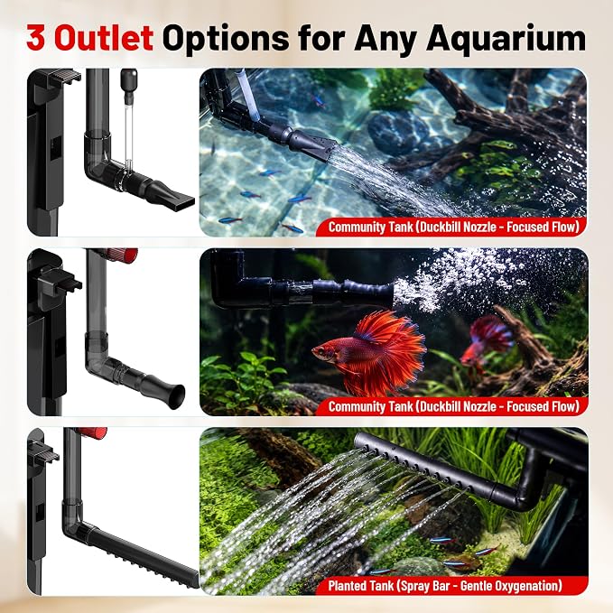 AQUASMITH HOB Aquarium Filter, Quiet Fish Tank Filter with Dedicated Waste Separation Canister, Easy Change Water, One-Touch Drainage (118GPH for 5-20 Gallon)