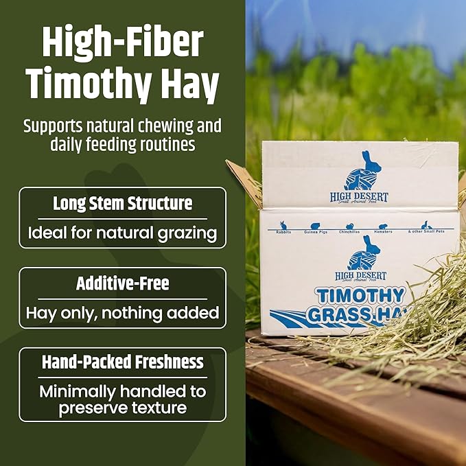 High Desert 2nd Cutting Timothy Hay for Rabbits, Guinea Pigs, Chinchillas and Small Pets, Soft Leafy for Daily Feeding and Digestive Health, Natural Rabbit Food and Guinea Pig Hay for Hay, 16 Lb Box