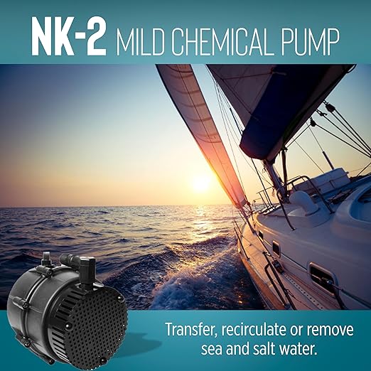 Little Giant NK-2 "NO-KORODE" Series, 115 Volt, 1/40 HP, 325 GPH Mild Acid, Alkalis and Hard Water Manual Submersible Pump with 18-Ft. Cord, Black, 527176