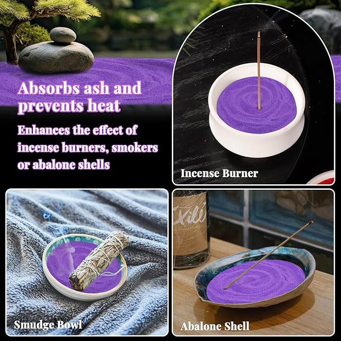 RAINFLOW 15 OZ Fine Purple Sand for Crafts - Colored Quartz Zen Garden Sand Decorative for Vases Filler, Wedding Unity Ceremony, Incense Burner, Ritual Incense,Wishing Bottle