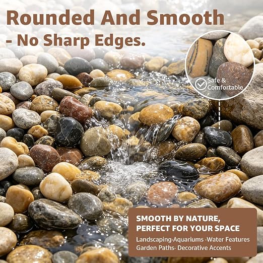 2lbs Drainage Rocks, 2/5''-4/5'' Small Pebbles, Aquarium Gravel | Water-Washed Natural Finish, Hand-Picked, for Plants, Fish Tank, Garden, Paving, Fountain, Walkways and Outdoor Landscaping