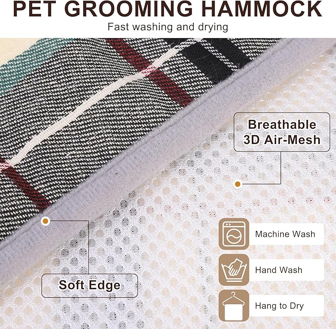 BEAUTYZOO Dog Grooming Hammock for Large Dogs, 11-15" Leg Spacing Up to 60lbs, Thick Breathable Dog Sling for Nail Trimming, Anti-Escape Harness Wide Neck Support, Grooming Sling for Dogs Cats