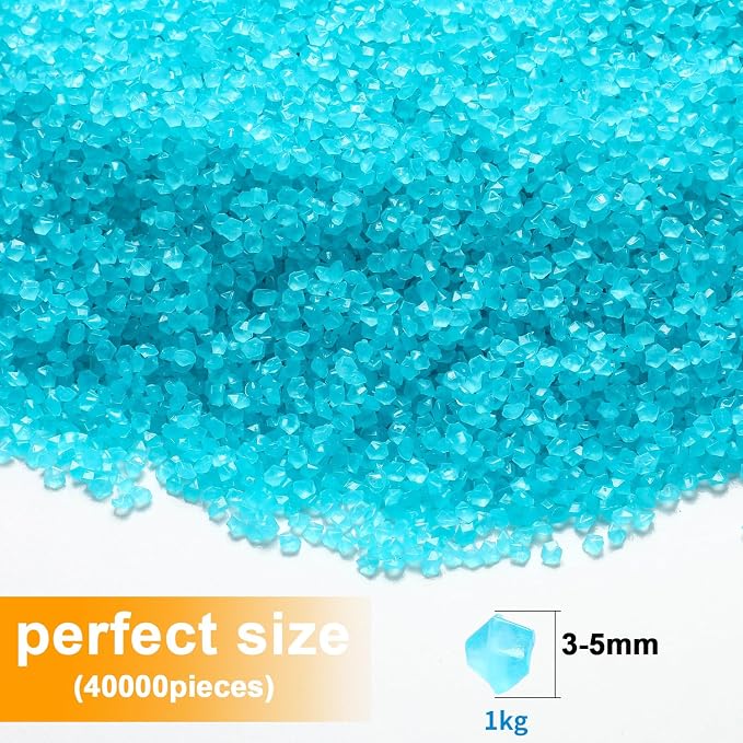 40000 Pcs 3-5mm Glow in The Dark Rocks Pebbles for Fish Tank Sand Aquarium Luminous Gravel Bulk Craft Landscaping Glow Stone for Potted Succulent Decor Fairy Garden, 2.2 Lb/ 1 kg(Light Blue)