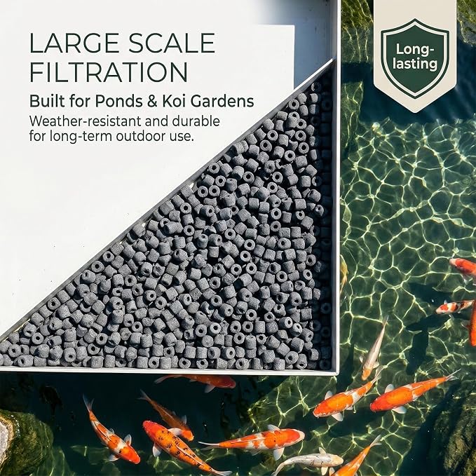 Sukh 15oz Ceramic Rings for Aquarium Filter - Black Bio Media with Bags | Porous Ceramic Rings for 20-55 Gallon Fish Tank, Canister & Pond Systems, Freshwater Saltwater Setup, Replacement & Flow