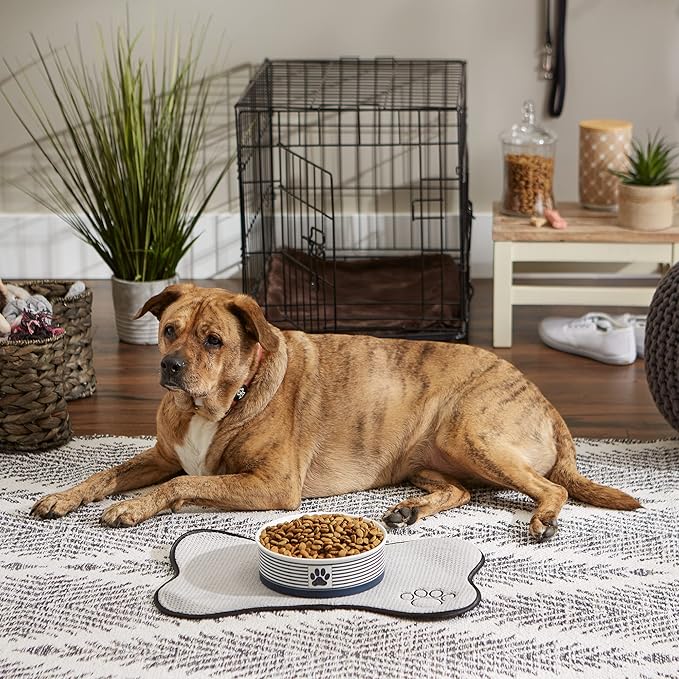 Bone Dry Paw & Patch Ceramic Pet Collection, Large Bowl, 7.5x2.4", Nautical Blue