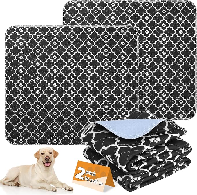 KOOLTAIL Washable Pee Pads for Dogs, 2 Packs Super Absorbent Leakproof & Non-Slip Dog Pee Pad Extra Large, Reusable Puppy Training Pads Waterproof, Pet Mat Rug for Whelping,Floor,Crate,Cats, 36"x41"