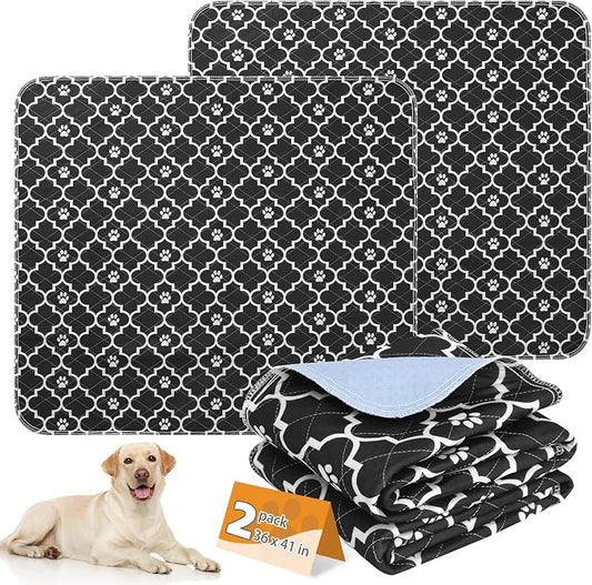 KOOLTAIL Washable Pee Pads for Dogs, 2 Packs Super Absorbent Leakproof & Non-Slip Dog Pee Pad Extra Large, Reusable Puppy Training Pads Waterproof, Pet Mat Rug for Whelping,Floor,Crate,Cats, 36"x41"