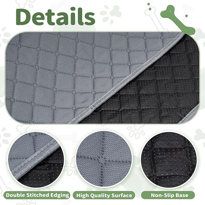 Washable Guinea Pig Cage Liners, 2 Pack 24"x47" Reusable Guinea Pig Pee Pads,Waterproof Super Absorbent Anti-Slip Pee Pads,Pet Bedding Liner for Dog,Small Animals,Bunny -Grey
