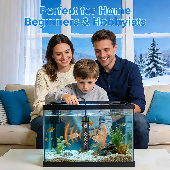 FREESEA Aquarium Heater for Fish Tank: Stable Temperature Maintains 78°F | 100W Worry-Free Heating via Dry Run Protection for 10-20 gal Betta Turtle & Saltwater Tank