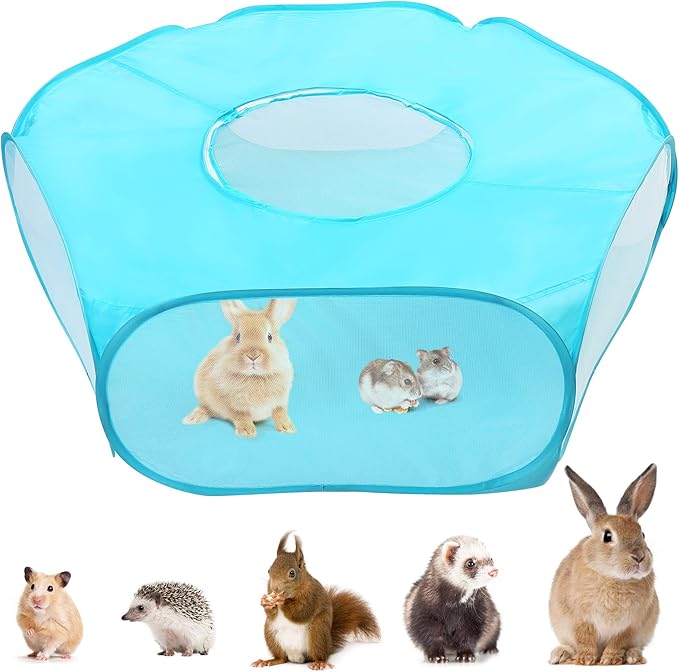 Prime Pets Small Animal Playpen, Guinea Pig Playpen, Foldable Hamster Cage Tent with Zipper Cover, Waterproof Play Yard Fence for Hamster Rabbit Kitten, Indoor Small Pet Exercise Pen