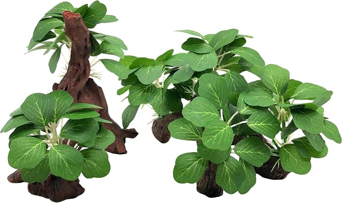 M2cbridge Artificial Fish Tank Plants Aquarium Aquatic Water Grass Green | base shaped of tree trunk, zero maintenance, soft without scratching
