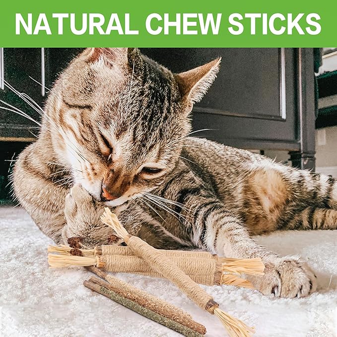 FOIMAS Silvervine Sticks Cat Toys,10pcs Cat Chew Stick Catnip Chew Toy Interactive Cat Toy for Cat Kitten Teeth Cleaning Treat Toys Indoor Outdoor