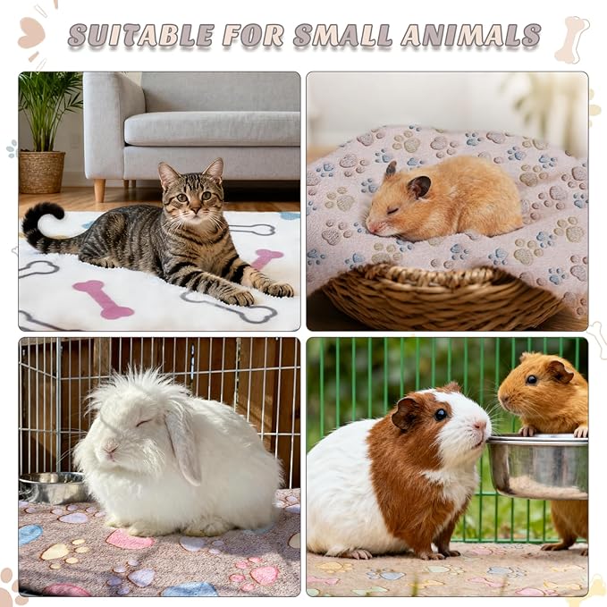 8 Pack Guinea Pig Cage Liner, Washable Guinea Pig Fleece Blankets Beding Accessories, Flannel Throw Warm Sleep Mat, Pet Pee Pads for Small Animal Hamster Rabbit Puppy Cat (Dark Color, 26x14 Inch)