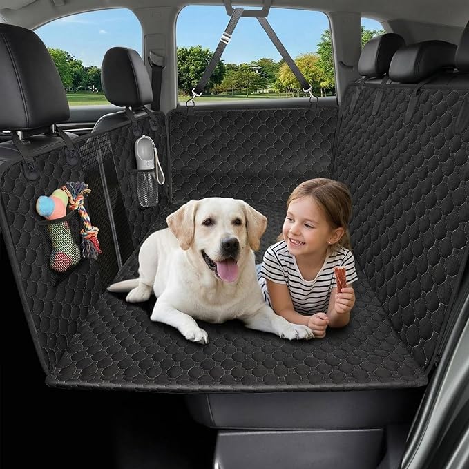 Victoper Back Seat Extender for Dogs, Dog Car Seat Cover with Detachable Hard Bottom Holds 440 LB, 600D Heavy Dog Seat Cover with 2 Seatbelts, 100% Waterproof Backseat Extender for Sedan SUV Truck