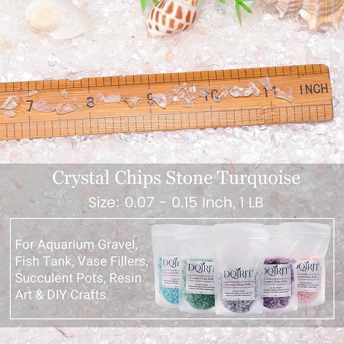 1LB Crystal Chips Stone Clear Quartz 3-5mm Mini Decorative Rock | Crushed Crystal Quartz Bulk,Irregular Polished Rocks for Fish Tank,Vases Filler,Succulent Plants Decor,Aquarium Gravel Rocks