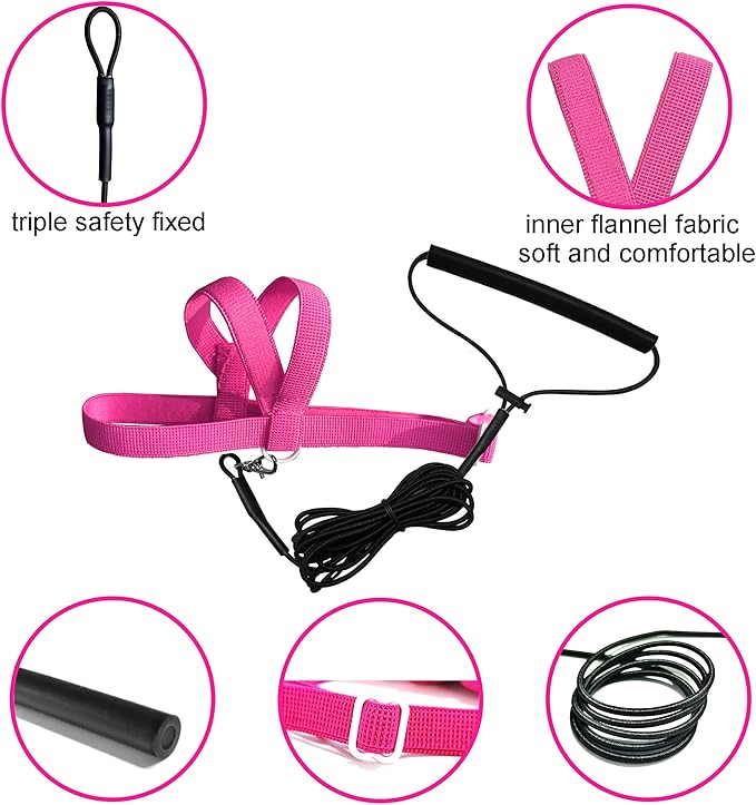 Pet Parrot Bird Harness Leash Adjustable Bird Flying Harness Traction Rope with Cute Wing for Parrots Pigeons Budgerigar Lovebird Cockatiel Mynah Outdoor Training Toy (Magenta,S)