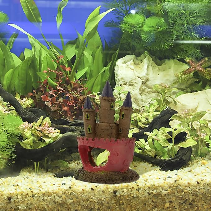 MERRYHAPY Unique Resin Aquarium Castle Decor for Fish Tank, Safe Fish Hideout Decoration and Landscape Ornament for Aquatic Pets and Aquarium Decoration