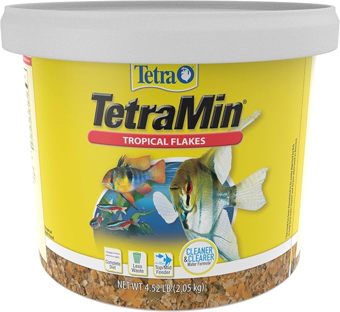 TetraMin Tropical Flakes Fish Food, 4.52 lbs | Complete Daily Diet For Top-And-Mid Feeding Tropical Fish, Protein For Growth & Prebiotics for Digestion, Clear Water Formula