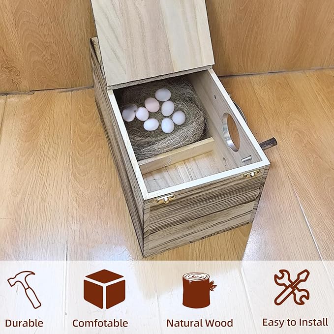 Tfwadmx Large Parakeet Nesting Box, Bird Nest Breeding Box, Wood Parrot Nest Box with Perch Bird Cage House for Cockatiel Lovebirds Budagie Canary Finch (XL)