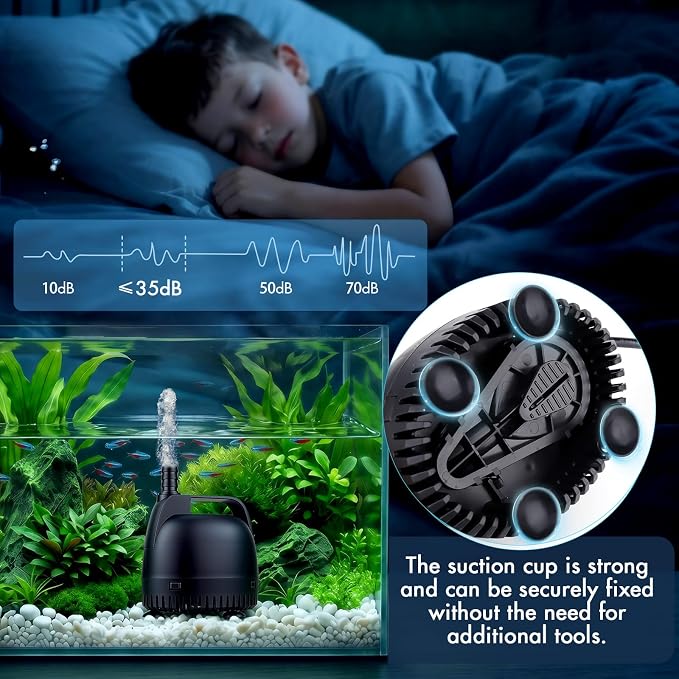 hygger 925GPH Submersible Pump Aquarium, Fish Tank Water Pump Adjustable Flow with 2 Nozzles, 10.4 ft High Lift Quiet Fountain Pump for Aquarium, Pond, Hydroponics, Water Garden