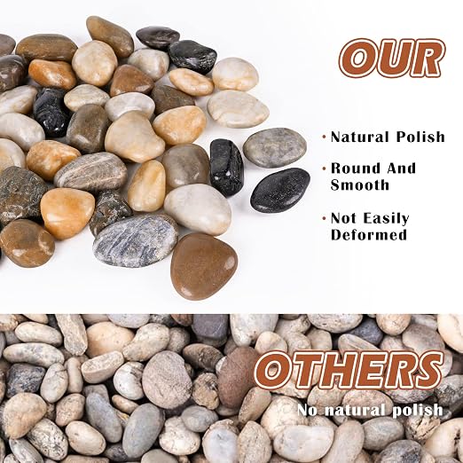 Pebbles for Indoor Plants 2.5 LB Small River Rocks 1"-1.5" Polished Decorative Stones Smooth Aquarium Gravel for Fish Tank Vases Planters Outdoor Landscaping Garden (40oz)