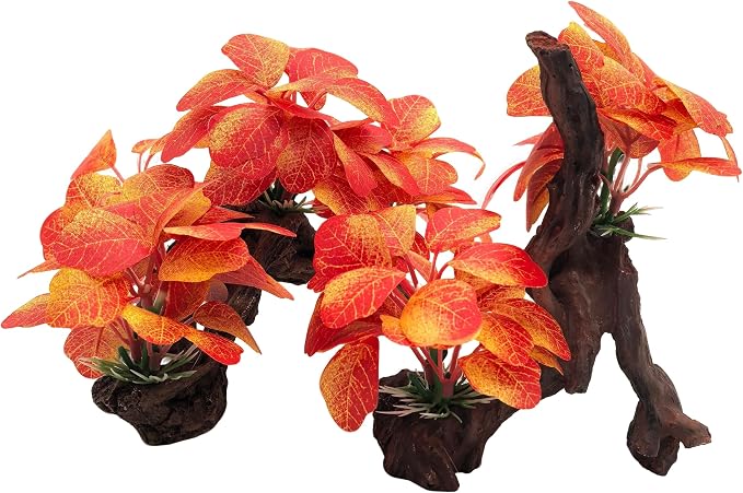 M2cbridge Aquarium Plant Aquatic Water Grass Foreground Decor Colorful | base shaped of tree trunk, zero maintenance, soft without scratching