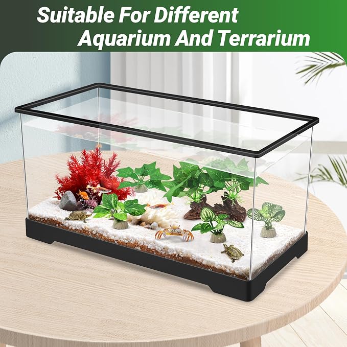 GOZILLA Silk Fish Tank Plants,Reptile Artificial Plant,Reptile Plants for Terrarium,Aquarium Decorations Accessories Set,Resin Driftwood Artificial Silk Aquarium Plant for Fish Tank.(5PCS/C-Set)