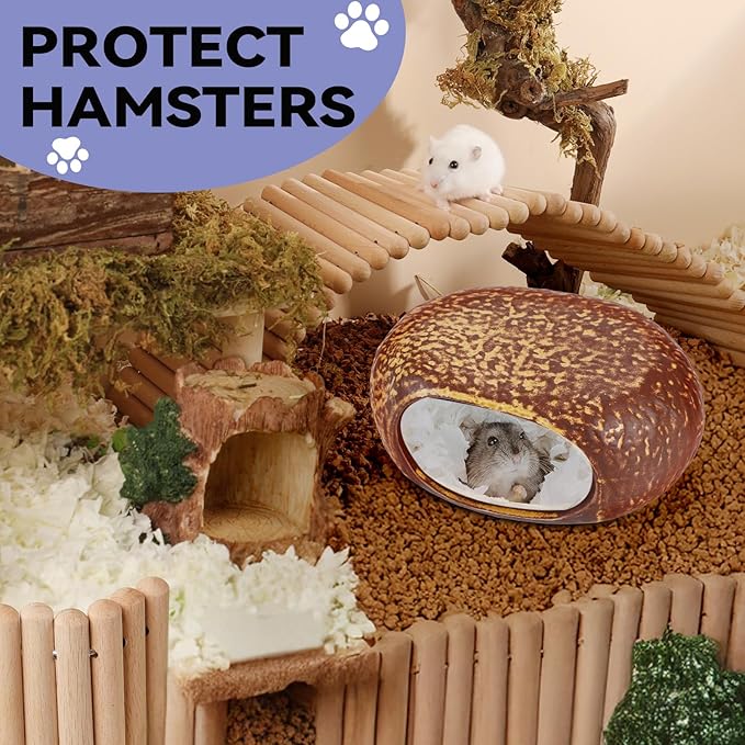 Hamster Hideout, Gerbil Bed Ceramic House for Hamster Guinea Pig Hideout and Hideouts for Syrian Dwarf Hamsters Guinea Gerbils Lemmings or Other Similar-Sized Small Pet Small Animal Bed