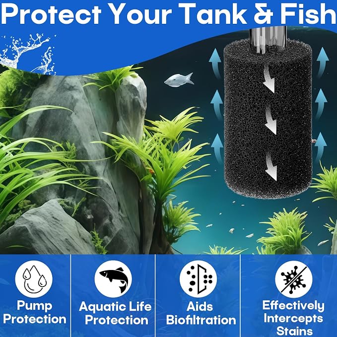 16-Pack Prefilter Sponge Replacement, Aquarium Filter Intake Sponges | Preventing Clogging and Extending the Lifespan of the Water Pump